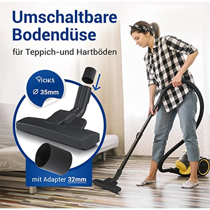 VIOKS Staubsaugerdüse 35mm Staubsauger Aufsatz mit Adapter 32mm & Staubsauger Bodendüse Staubsauger Bürste Universal - Staubsauger Zubehör – Bild 2