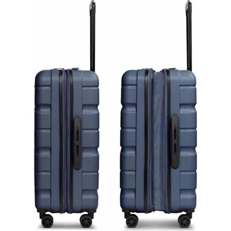 Franky 4-Rad Koffer, Trolley aus ABS Material, funktionaler Hartschalen Koffer, Reisegepäck mit TSA Schloss für Ferien und Abenteuer (DUNKELBLAU, M-mittlerer Koffer 65cm) – Bild 3