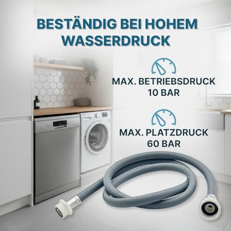Boni-Shop Universal Zulaufschlauch 3m Verlängerung – Premium EPDM-Gummi, Leckfrei, Verstärkte Dichtungen, Einfache Installation für Waschmaschine & Geschirrspüler – Bild 5