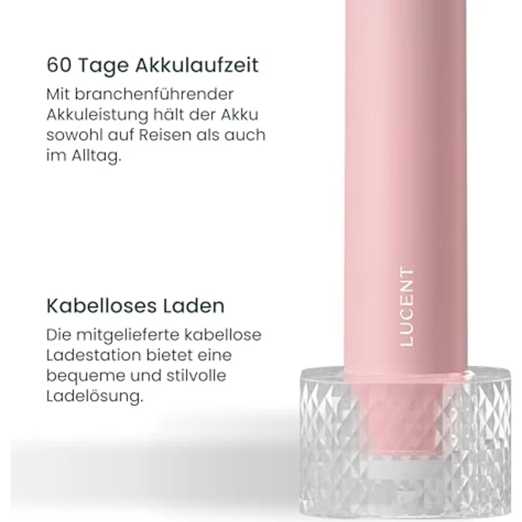 Be Lucent Lucent Prism Elektrische Zahnbürste – Mit automatischer Aktivierung, 60 Tage Akkulaufzeit, Smart-Timer, Drucksensor, kabelloses Laden, wasserdicht IPX8, Pink Bliss – Bild 3