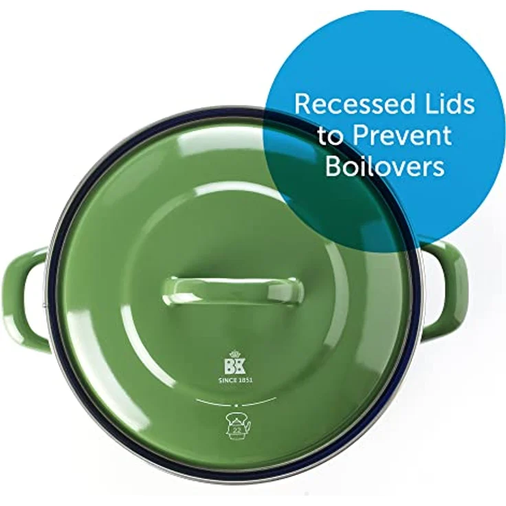 BK Indigo Holländisches Erbe Runde Deutsche Emaillierte Kasserolle mit Deckel mit PFAS-Freier Keramischer Antihaftbeschichtung, 24 cm/4,2 Liter, Induktion, Spülmaschinenfest, Backofenfest, Grün – Bild 5