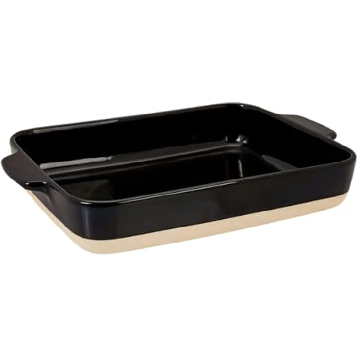 Lurch Terra Nova Ofenform M, Keramik, 29,8x20,7x5,1cm, schwarz/creme, temperaturbeständig bis 250°C, spülmaschinengeeignet, 90% recycelte Materialien – Bild 1