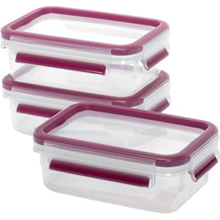 Emsa 515582 Food Clip & Close, Plastik, Transparent - Pink, 0,55 Liter, Set mit 3 Boxen – Bild 4