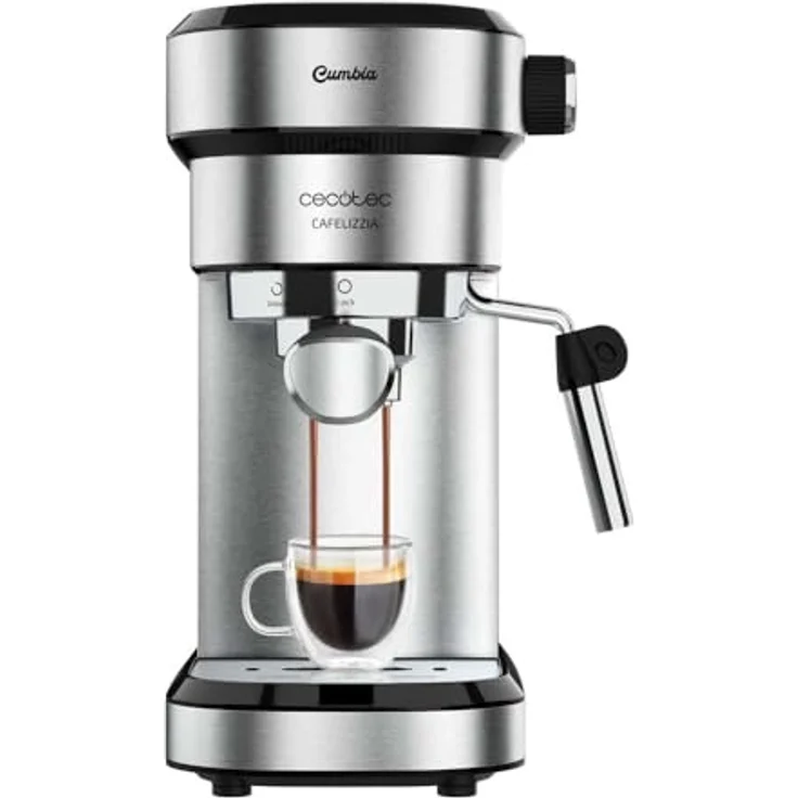 Cecotec Cafelizzia Steel, Espressomaschine mit Doppelauslauf, 1350 W, 20 Bar Druck, Edelstahl, Silber – Bild 1
