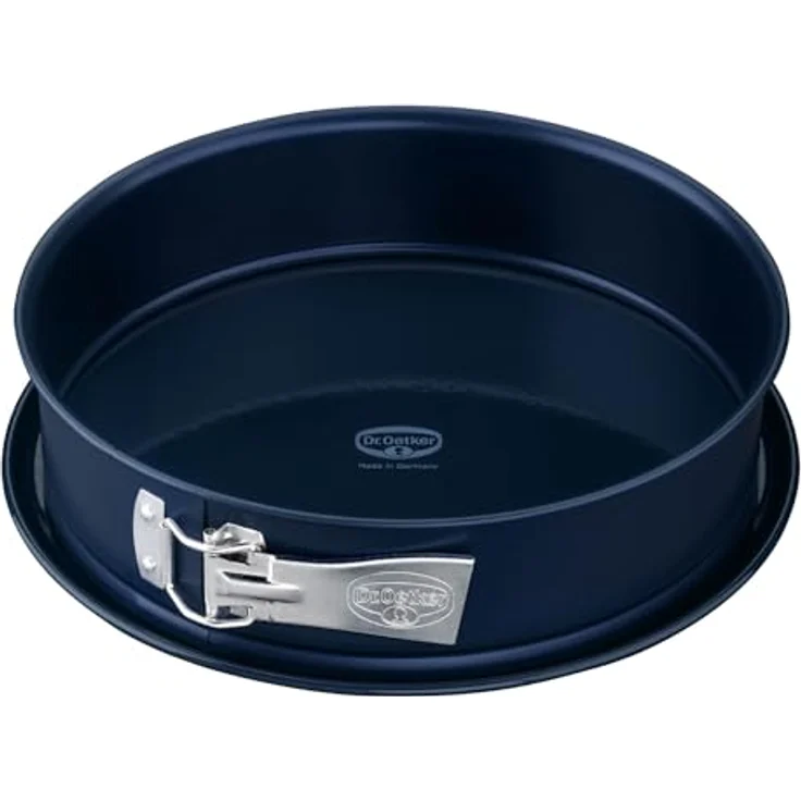 Dr. Oetker Springform Ø 28 cm BACK-LIEBE EMAILLE, Backform mit schnitt- & kratzfestem Flachboden mit le-Versiegelung, runde Kuchenform mit Ring aus Stahlblech (Farbe: Blau), Menge: 1 Stück – Bild 2