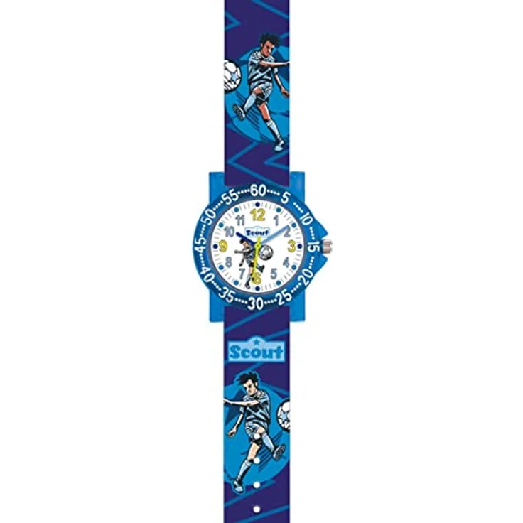 Scout Quarzuhr The It-Collection 280375030, Kinderuhr mit Fußballmotiv, blau, wasserdicht bis 5 bar, waschbares Textilband – Bild 2
