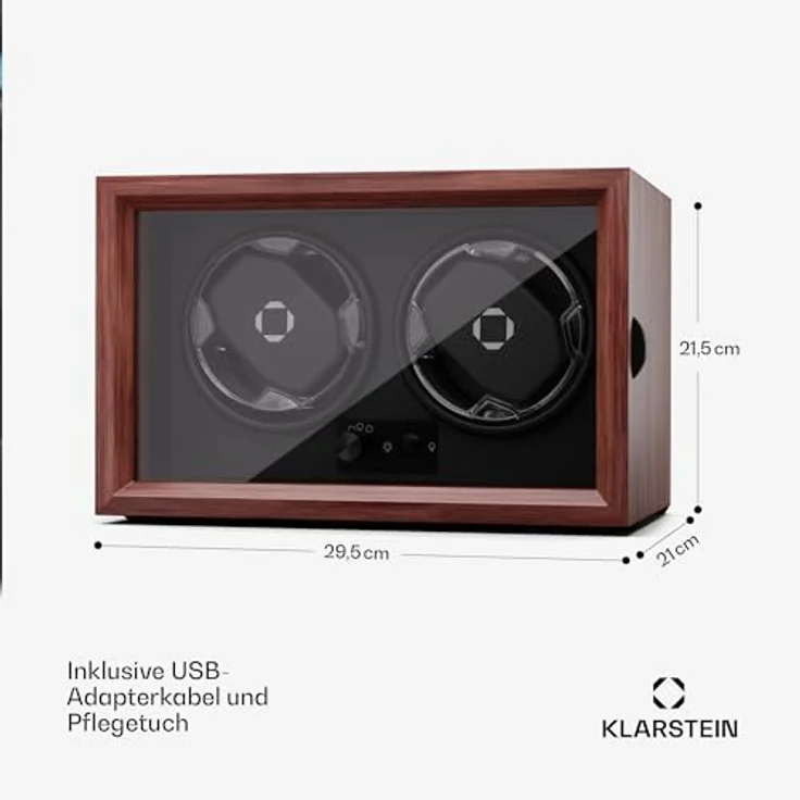 Klarstein Uhrenbeweger Brienz 2, Automatik-Uhrenwinder für 2 Uhren mit Acryl-Tür, Blaue LEDs, 4 TPD Einstellungen - Preisvergleich – Bild 6