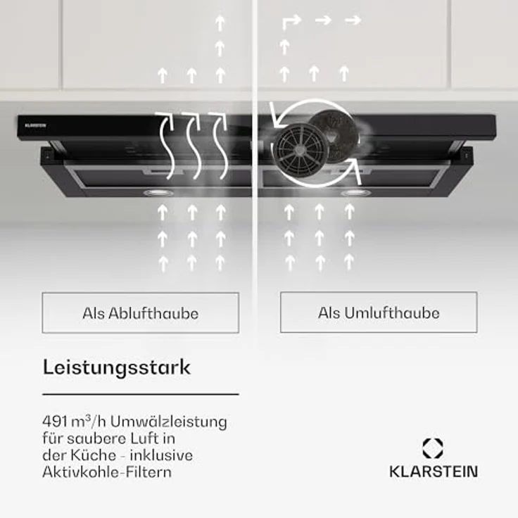 Klarstein Dunstabzugshaube 90cm, Abluft-Dunstabzugshaube mit Effiziente Wandhauben, 640m³/h Luftstrom, LEDs & Touch Controls – Bild 3