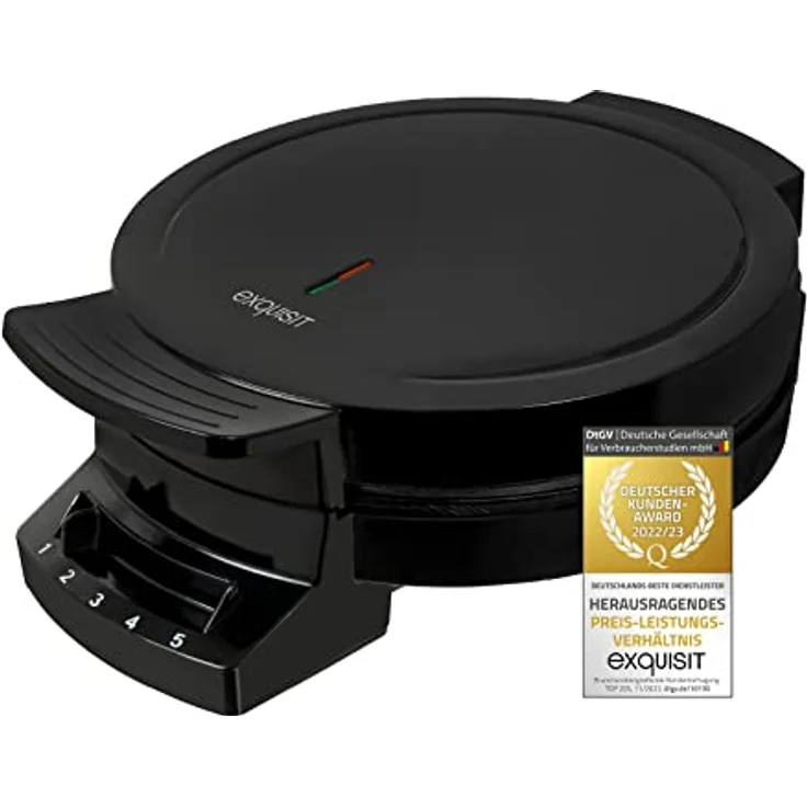 Exquisit WE 3101 sw Waffeleisen-schwarz - 1200 watt - 5 Herzen Waffelform-Anti-Haft-Beschichtet-Temperaturregler stufenlos – Bild 2