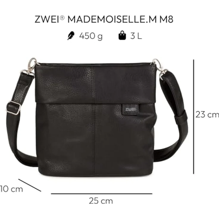Zwei Umhängetasche Mademoiselle, 100% Polyurethan, Hauptfach mit Reißverschluss, abnehmbarer Tragegriff, verstellbarer Umhängegurt - blau – Bild 2
