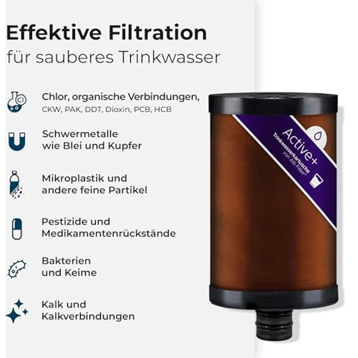 Alb Filter Active Plus, Trinkwasserfilter mit Wasserenthärtung und Bakterienfiltration bis 0.7 µm, Edelstahlgehäuse – Bild 6