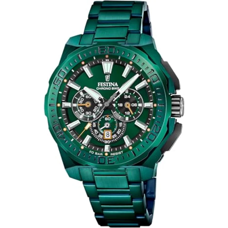 Festina Herrenuhr Chronograph Special Edition, grün, Edelstahl, Quarzwerk, Stoppuhr, Kalender – Bild 1
