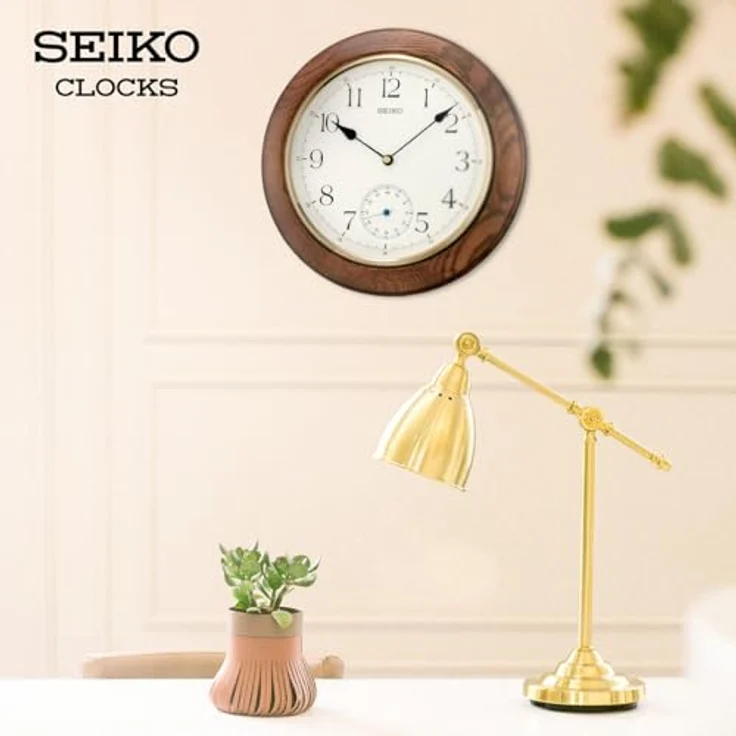 Seiko Wanduhr QXA432B, braun Holz (Eiche) mit schleichender Sekunde, Ø 30,0 x 4,7 cm – Bild 2