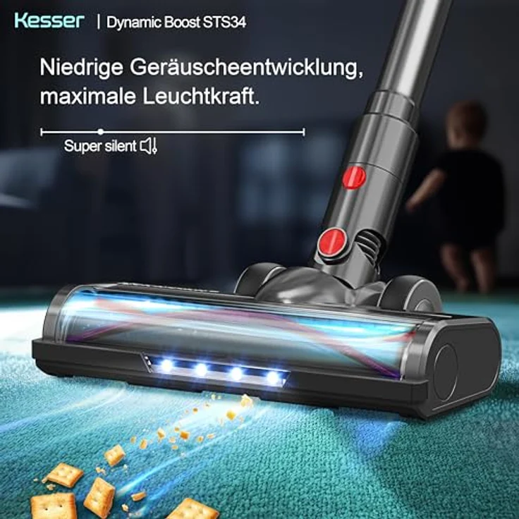 KESSER® Akku Staubsauger STS34, kabellos mit 70 Min. Laufzeit, HEPA-Filter, LED-Display, Anti-Tangle-Bodenbürste für Hartböden und Teppiche – Bild 5