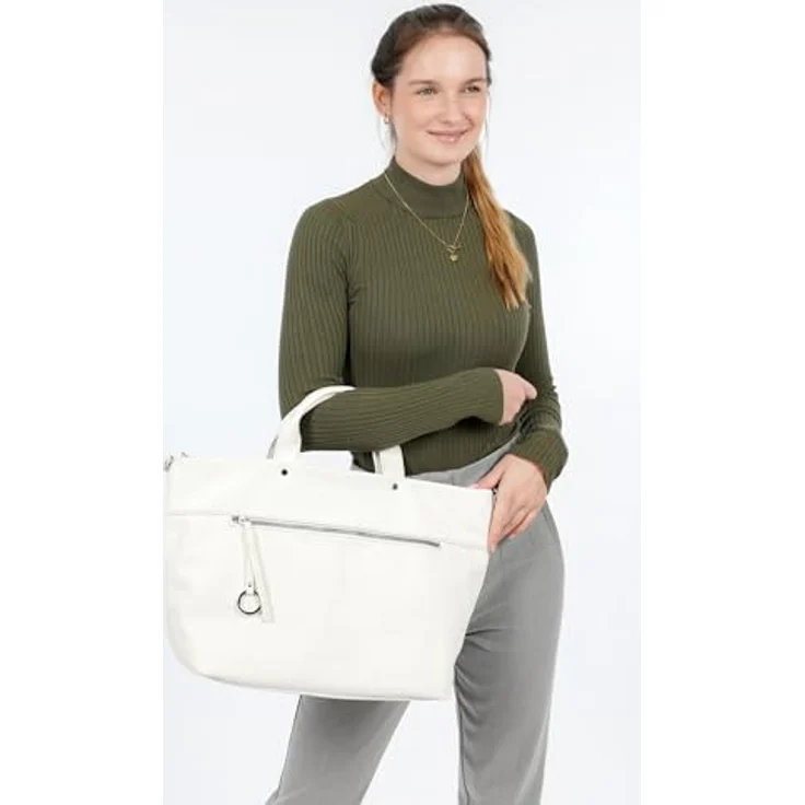 SURI FREY Shopper SFY Debby, veganer Einkaufstasche in Echtleder-Optik, weiß mit längenverstellbarem Umhängeriemen – Bild 3