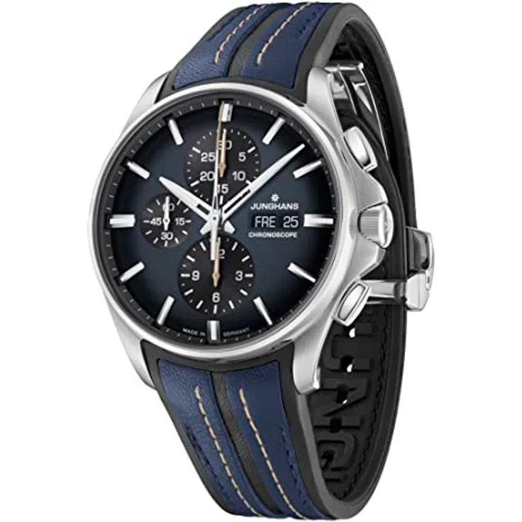 JUNGHANS Meister Chronoscope Herrenuhr Automatik Schwarz/Blau 027/4227.00