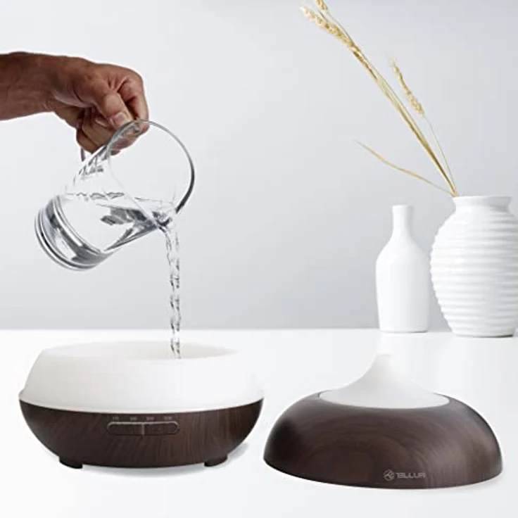 Tellur WiFi Smart Aromazerstäuber, 300ml, LED, Dunkelbraun, Ultraschallmechanismus, Fernsteuerung, Atmosphärische Beleuchtung – Bild 2