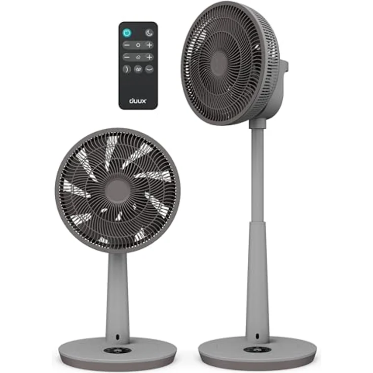 Duux Whisper 3 Standventilator – Energiesparend mit 26 Geschwindigkeiten, Timer, Nachtmodus, höhenverstellbar (73–95 cm), horizontale & vertikale Oszillation, grau – Bild 1