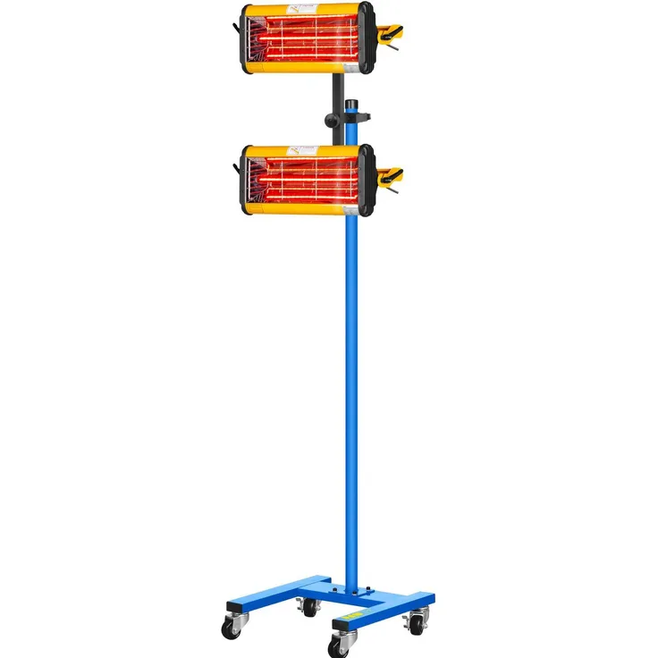 MSW Lacktrockner Strahler Infrarotstrahler Heizstrahler Infrarot Lampe Auto 2.200 W, Heizstrahler, Mehrfarbig, 2x 1.100 Watt-Strahler, große Trocknungsfläche 800 x 800 mm
