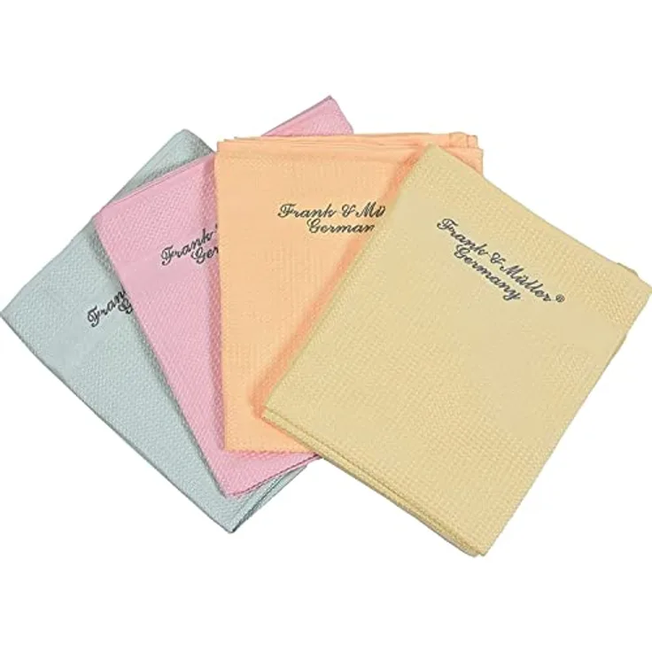 HOOZ 4X Universal Mikrofasertücher, extrem saugfähige Putztücher in Rosa, Türkis, Gelb und Orange für streifenfreie Sauberkeit - vielseitig einsetzbar für Auto, Haushalt, Büro oder Küche, 42 x 68 cm