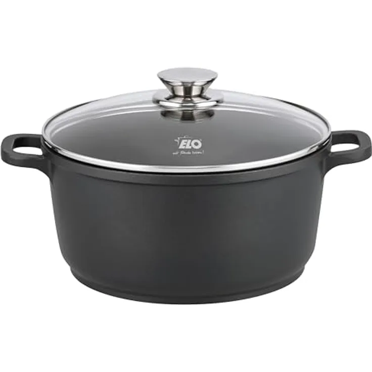 ELO Kochtopf ALUCAST D 24 cm, grau, Aluminiumguss, ELODUR Select Antihaftversiegelung, induktionsgeeignet, backofenfest bis 240°C, spülmaschinengeeignet