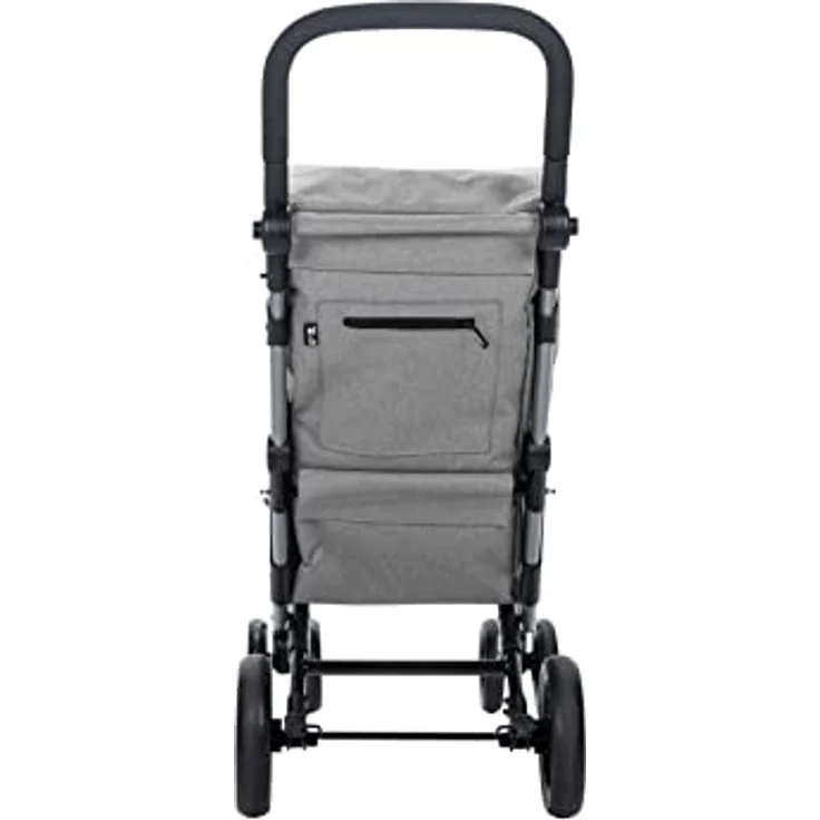 CARLETT | Einkaufstrolley mit 4 Rädern | Lett430 CLASSIC duo | Zusammenklappbarer Einkaufswagen mit großer Kapazität, 25kg, 53L Einkaufstasche, 9L Thermotasche und Rückenfach | Ice Grau – Bild 4