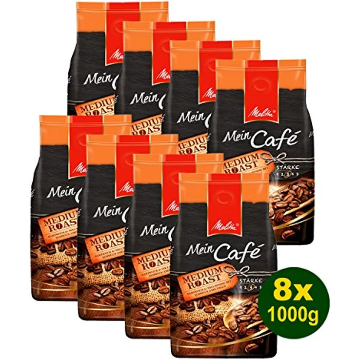 Melitta Ganze Kaffeebohnen, samtweich und vollmundig mit nussigen Anklängen, Stärke 3, Mein Café Medium Roast, 1kg – Bild 2