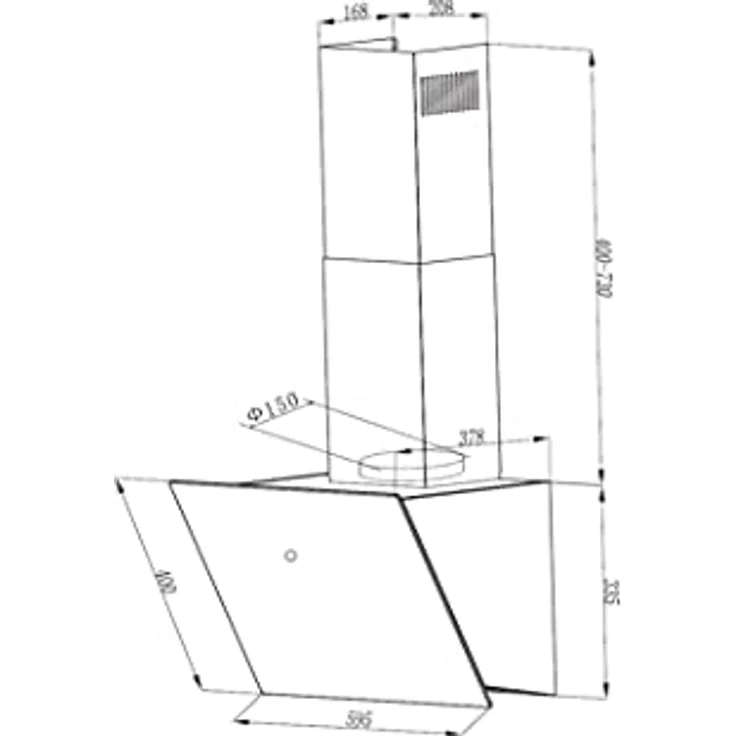 Respekta Dunstabzugshaube kopffrei / Dunstabzugshaube schräg 60 cm / Glasschirm mit Edelstahlrahmen in Schwarz / Abluft - und Umluftfunktion / CH89060S / A++ / 39–59 dB – Bild 5