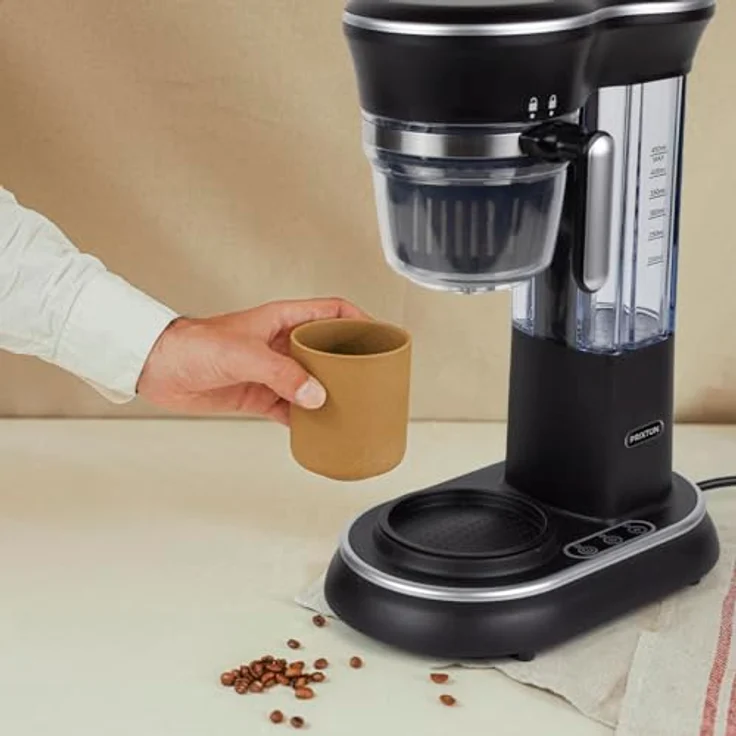PRIXTON Capri-Kaffeemaschine mit Mahlwerk - Tropfsystem - Edelstahlbecher mit Deckel - 600 W, Silber – Bild 5