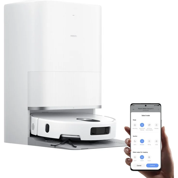 Xiaomi Saugroboter Robot Vacuum 5, 20000Pa Saugkraft, 4L Wassertank, All-in-One-Basisstation mit Beutel, intelligente Navigation