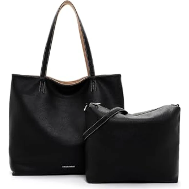 EMILY & NOAH Shopper E&N Eva, Damen Tasche aus Feinsynthetik mit Echtleder-Optik, abnehmbaren Umhängeriemen, zweifarbigen Design und Magnetverschluss – Bild 8