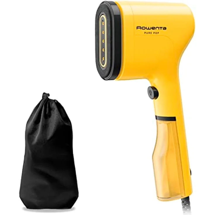 Rowenta Pure Pop DR2026 Dampfbürste, 1300 W, mit Dampfleistung bis zu 20 g/min zum Bügeln und Reinigen, entfernt Fusseln und Haare, wendbare Bürstenköpfe, Reisedesign, gelb