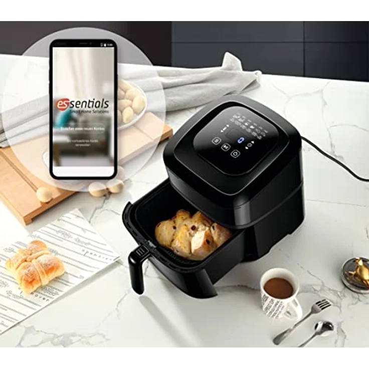 es Smart Home Heißluftfritteuse, 1800 Watt, 5,5 Liter, ohne Fett, per App steuerbar, schwarz – Bild 2
