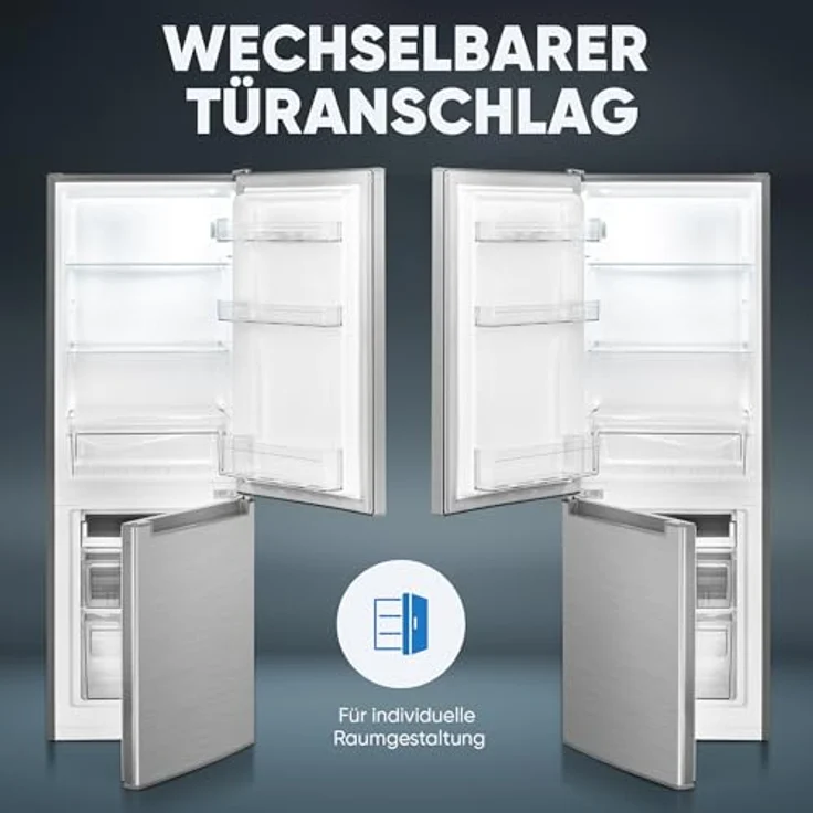 Bomann KG 7359 Kühlschrank mit Gefrierfach 143cm hoch | Kühl Gefrierkombination 173L inox mit 3 Ablagen & 3 Schubladen – Bild 4