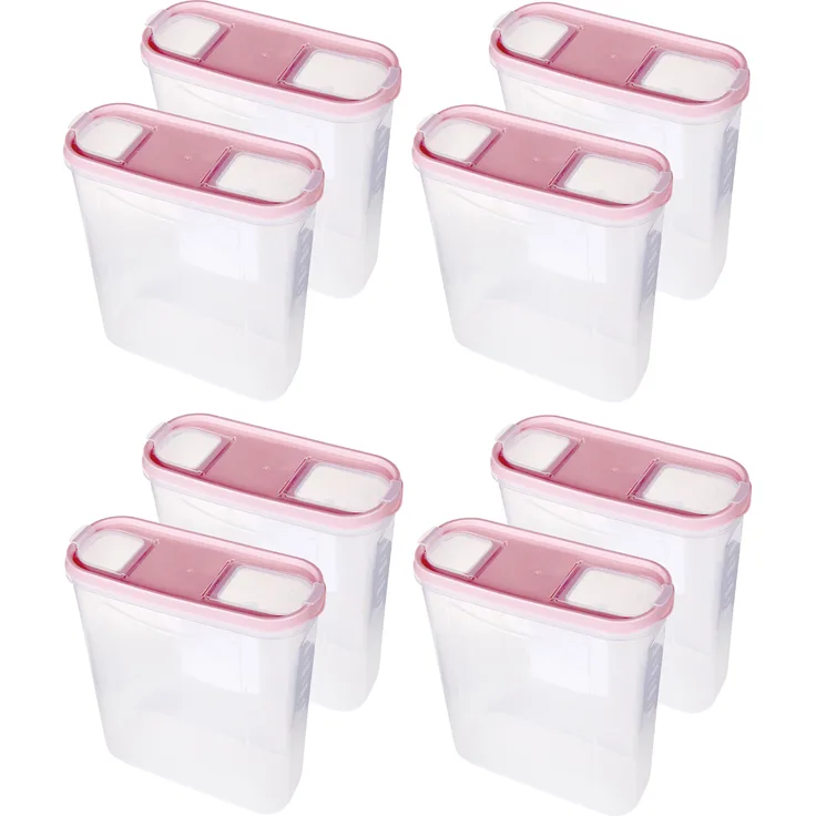 Bestlivings Vorratsdosen mit Deckel 4,5 Liter (8er Pack / Altrose), Luftdicht Schüttdose BPA frei - Transparente Frischhaltedosen Klappdeckel