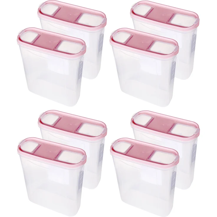 Bestlivings Vorratsdosen mit Deckel 4,5 Liter (8er Pack / Altrose), Luftdicht Schüttdose BPA frei - Transparente Frischhaltedosen Klappdeckel