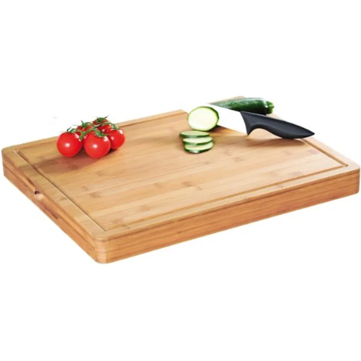 Kesper Profi-Tranchierbrett mit Saftrinne, 50 x 40 x 5 cm, Schneidbrett aus Bambus, Küchenbrett mit Griffmulden, FSC-zertifiziert – Bild 1