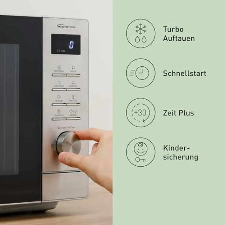 Panasonic NN-SD36QSEPG, Solo-Mikrowelle mit 1000 Watt, 29 l Volumen, Silber, Inverter-Technologie, automatische Auftaufunktion – Bild 7