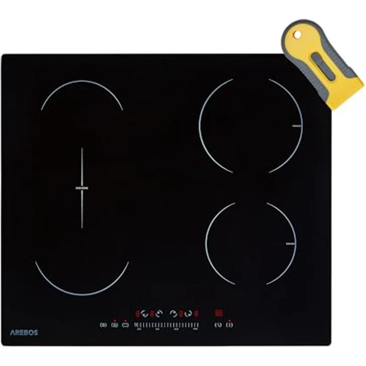 Arebos Induktionskochfeld | 7200 W | 4 Kochfelder mit 2 Flexzonen | 59 cm | Autark | mit Sensor Touch, Timer, Kindersicherung, Überhitzungsschutz, Autoabschaltung – Bild 1