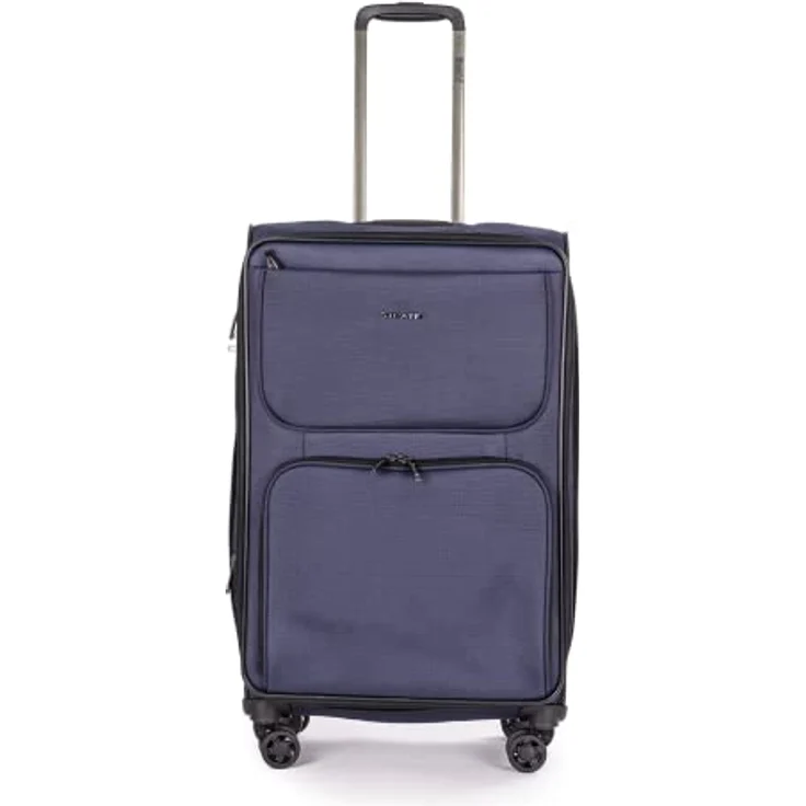 Stratic Bendigo Light + Koffer Weichschale Reisekoffer Trolley Rollkoffer mittelgroß, TSA Kofferschloss, 4 Rollen, Erweiterbar, Größe M, Navy – Bild 1