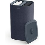 Joseph Joseph Tota 60-Liter-Wäschesortierkorb mit Deckel, 2 herausnehmbare Wäschesäcke mit Griffen, Schwarz