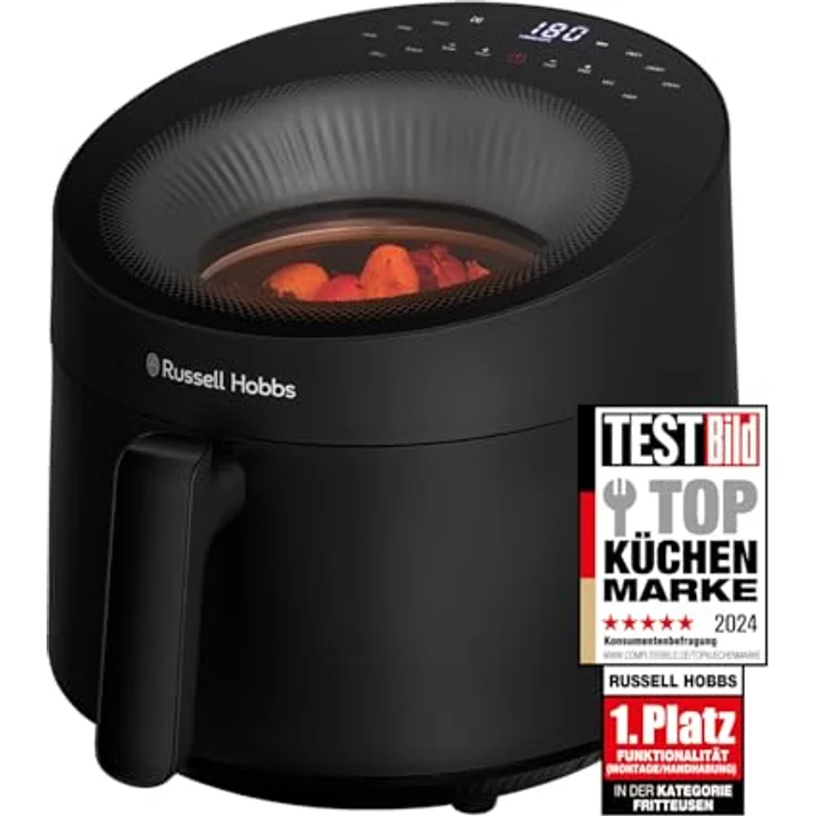 Russell Hobbs Heißluftfritteuse 5L SatisFry Panoramic 27420-56 [10 Programme|mit Sichtfenster|Fritteuse ohne Öl|max 200°C|spülmaschinenfest|Schwarz] – Bild 1