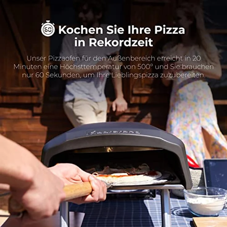 MasterPRO Napoli | Pizzaofen | Tragbarer Gasofen mit Schnellbackfunktion bis zu 500ºC | Pizzen in 60 Sekunden Fertig | Mit Tragetasche und Steinblech – Bild 2