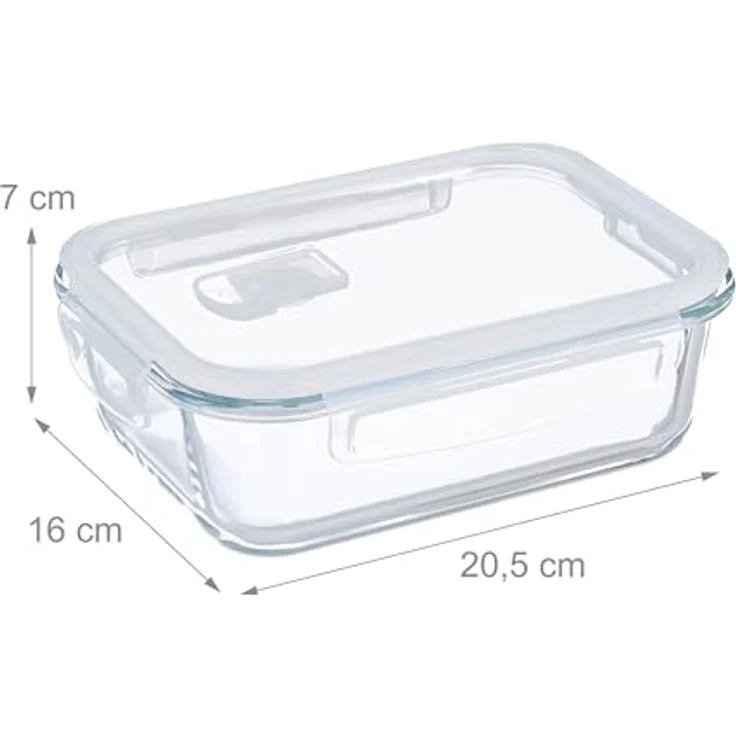 Frischhaltedosen Set von 3, 1040 ml, luftdicht, aus Glas mit PP-Kunststoffdeckeln, transparent – Bild 4