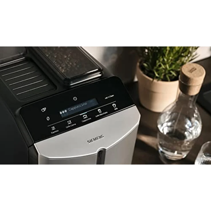 Siemens Kaffeevollautomat EQ300 TF303E07, für viele Kaffeespezialitäten, Milchaufschäumer, Keramikmahlwerk, OneTouch-Funktion, 1,4 Liter Wassertank, automatische Reinigung, 1300 W, silber metallic – Bild 3