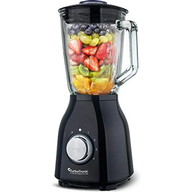 1400 Watt Standmixer mit Glasbehälter 1,5 Liter, BPA-frei, 6 Edelstahl-Klingen, Smoothie Maker, Blender, Ice-Crusher Schwarz – Bild 3