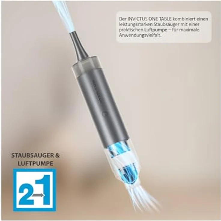 Genius Invictus One Table Deluxe-Set 14-TLG.tragbarer Auto Handstaubsauger 2in1 Luftpumpe Luftgebläse für Tisch Desktop PC Tierhaare, Laufzeit bis 30 Min., HEPA Filter – Bild 3