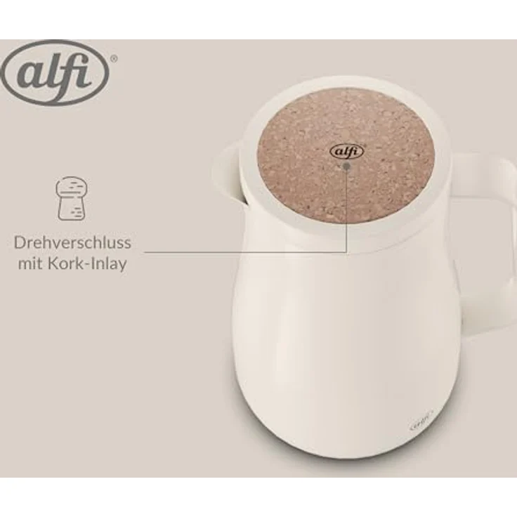 alfi STUDIO TEA Isolierkanne 0,7L, doppelwandige Edelstahl-Thermoskanne in Weiß, hält 12 Stunden warm und 24 Stunden kalt, Drehverschluss, BPA-frei – Bild 4