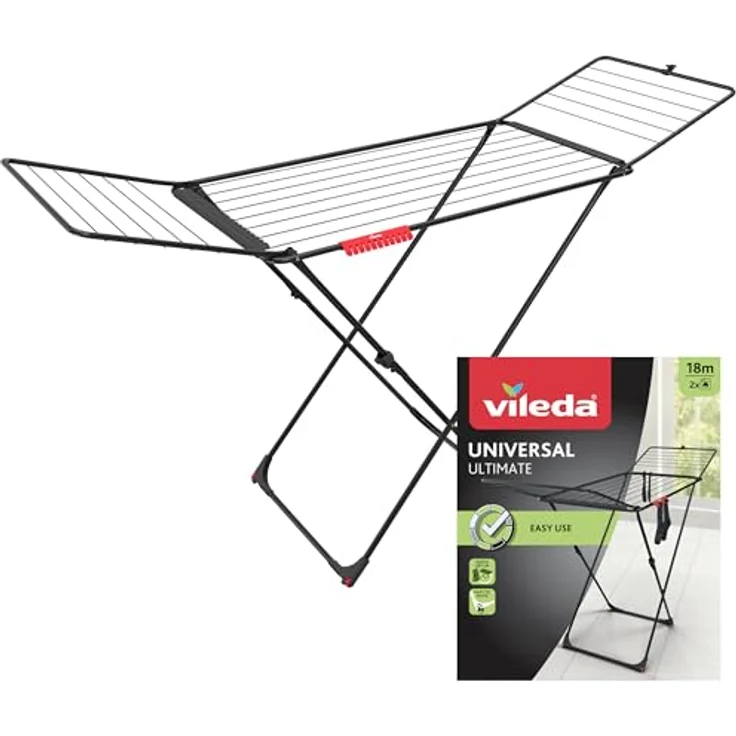 Vileda Wäscheständer UNIVERSAL Ultimate Wäscheständer, mattschwarz, 18m Leinenlänge - Preisvergleich – Bild 2
