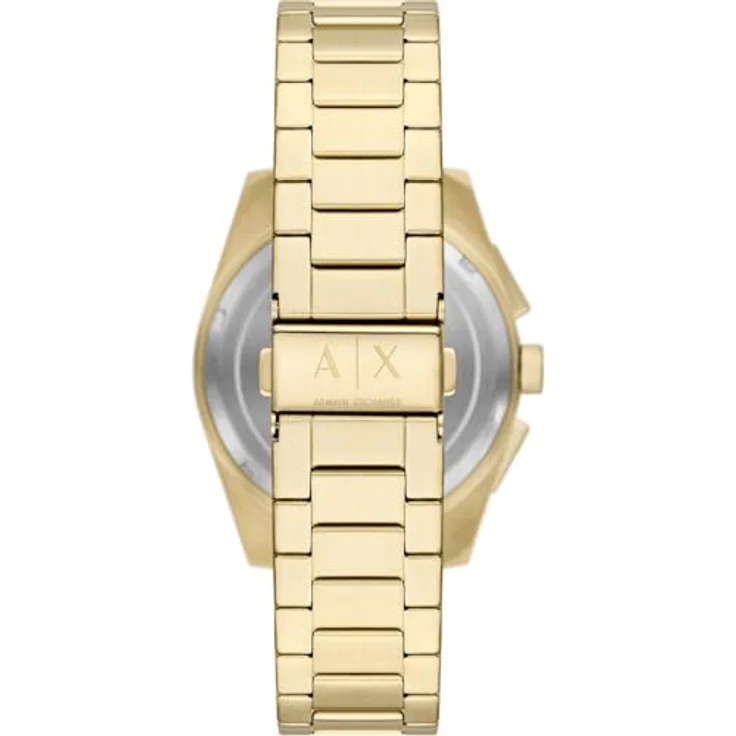 Armani Exchange Herren Analog Quarz Uhr mit Edelstahl Armband AX2863, 42mm Gehäuse, rotes Zifferblatt, goldfarben – Bild 4